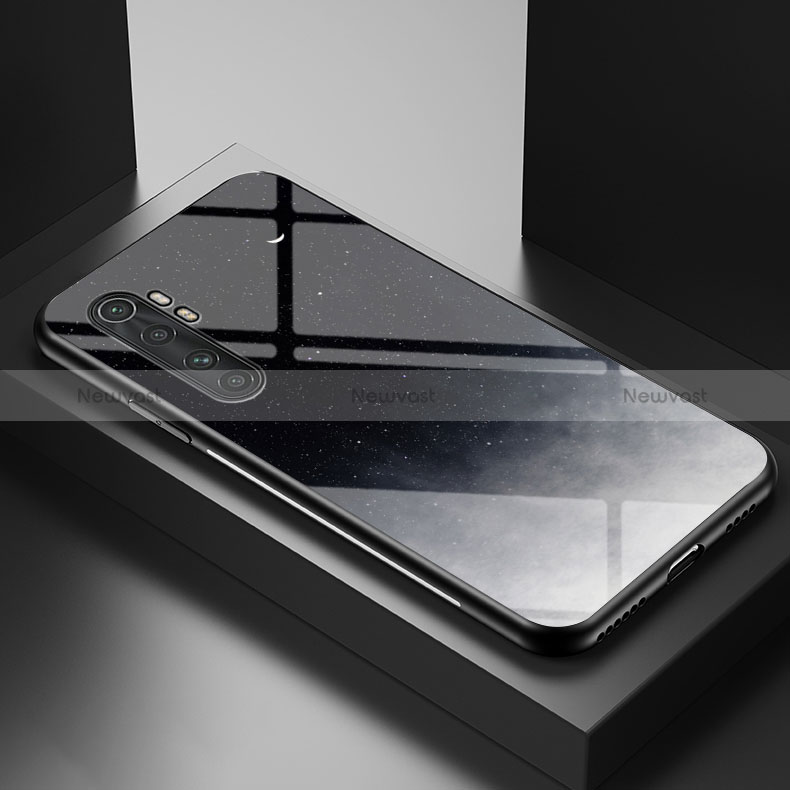 Silicone Frame Fashionable Pattern Mirror Case Cover LS1 for Xiaomi Mi Note 10 Lite Gray