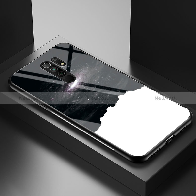 Silicone Frame Fashionable Pattern Mirror Case Cover LS1 for Xiaomi Redmi 9 Black