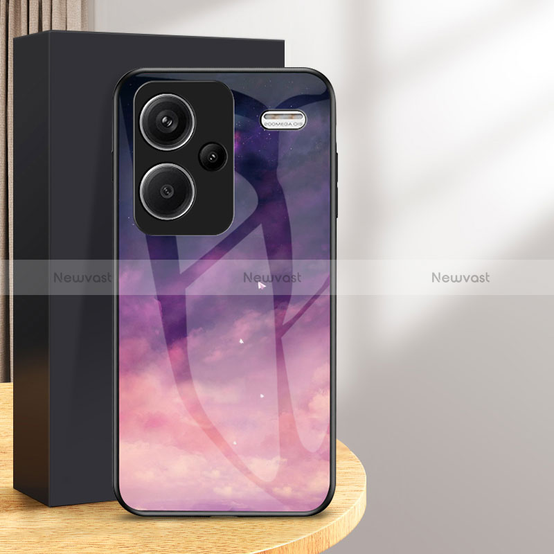 Silicone Frame Fashionable Pattern Mirror Case Cover LS1 for Xiaomi Redmi Note 13 Pro+ Plus 5G Purple