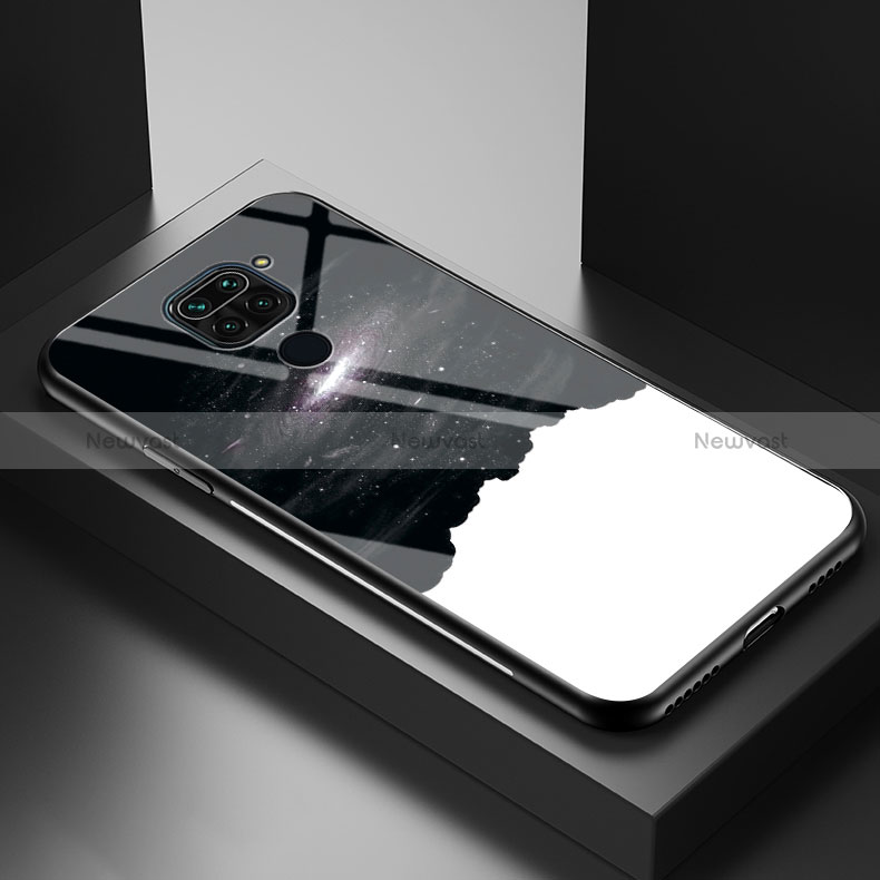 Silicone Frame Fashionable Pattern Mirror Case Cover LS1 for Xiaomi Redmi Note 9 Black