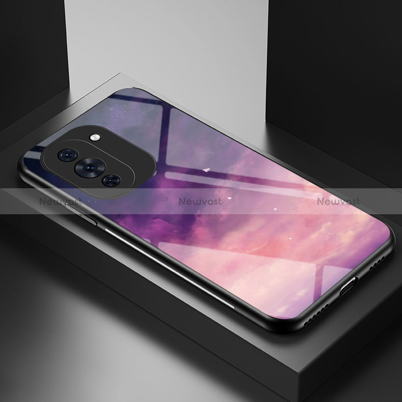 Silicone Frame Fashionable Pattern Mirror Case Cover LS2 for Huawei Nova 10 Pro Purple