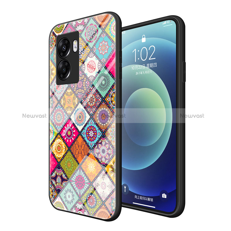 Silicone Frame Fashionable Pattern Mirror Case Cover LS2 for Oppo A56S 5G