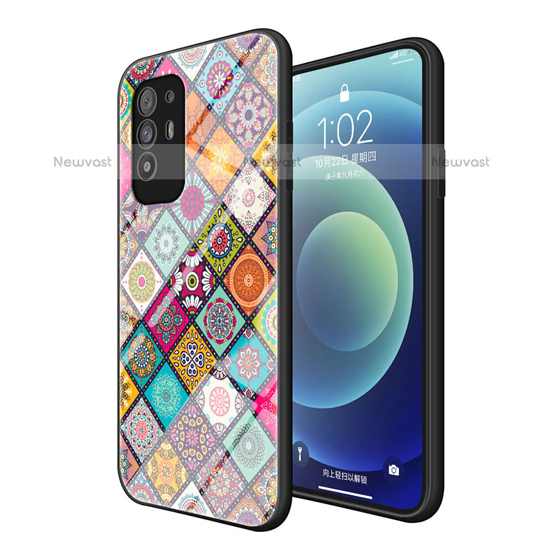 Silicone Frame Fashionable Pattern Mirror Case Cover LS2 for Oppo F19 Pro+ Plus 5G