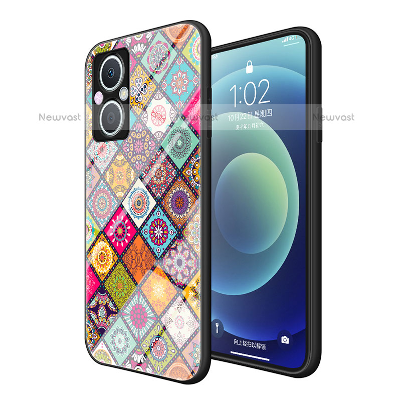 Silicone Frame Fashionable Pattern Mirror Case Cover LS2 for Oppo F21s Pro 5G