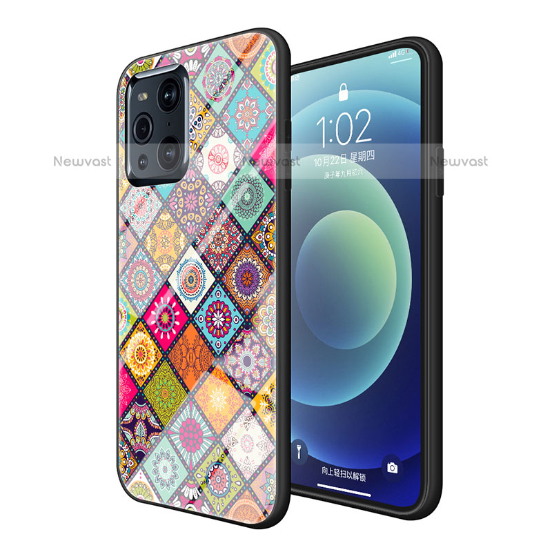 Silicone Frame Fashionable Pattern Mirror Case Cover LS2 for Oppo Find X3 Pro 5G