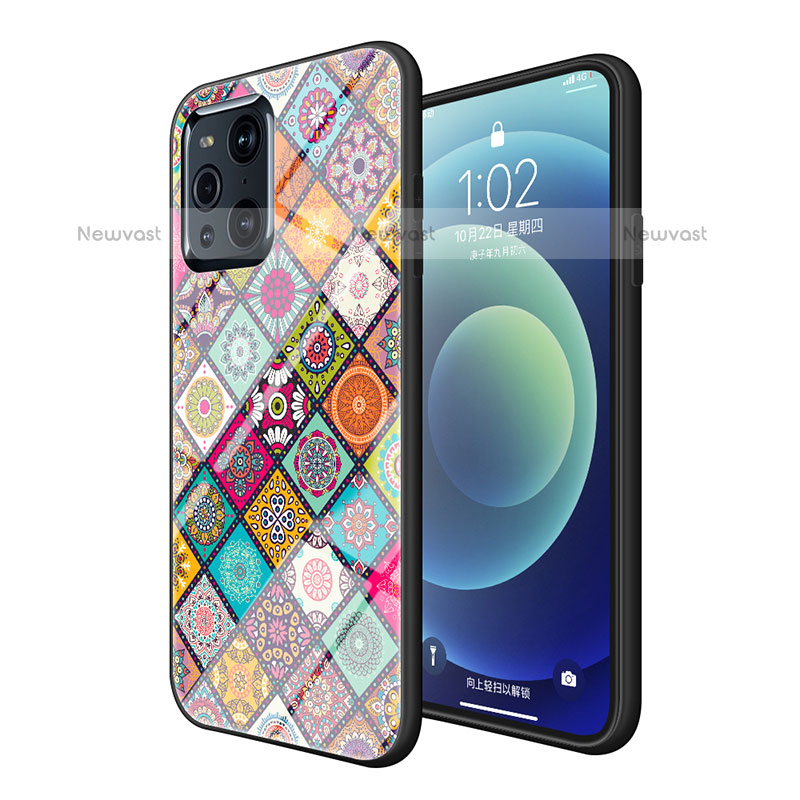 Silicone Frame Fashionable Pattern Mirror Case Cover LS2 for Oppo Find X3 Pro 5G