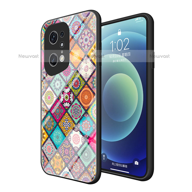 Silicone Frame Fashionable Pattern Mirror Case Cover LS2 for Oppo Find X5 Pro 5G