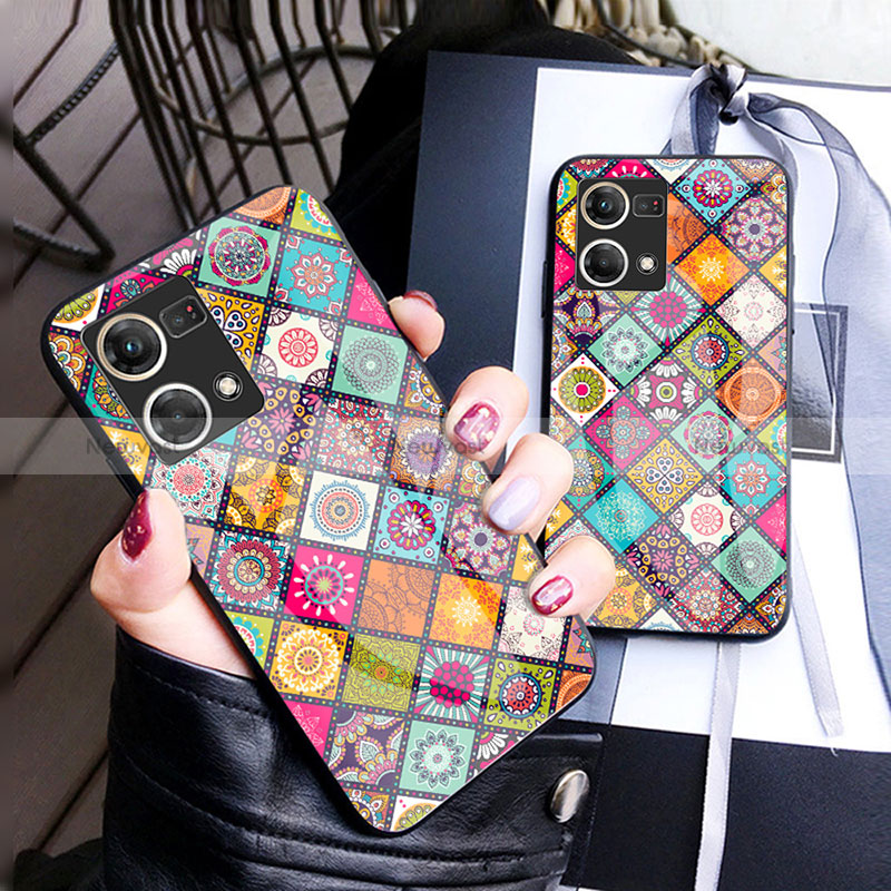 Silicone Frame Fashionable Pattern Mirror Case Cover LS2 for Oppo Reno7 4G