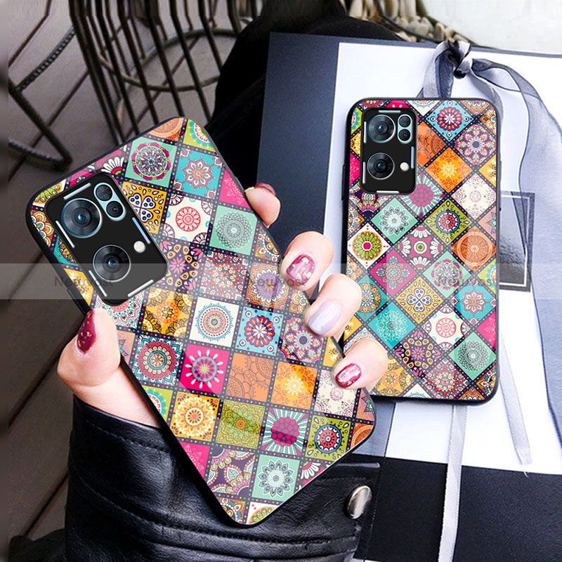 Silicone Frame Fashionable Pattern Mirror Case Cover LS2 for Oppo Reno7 Pro 5G