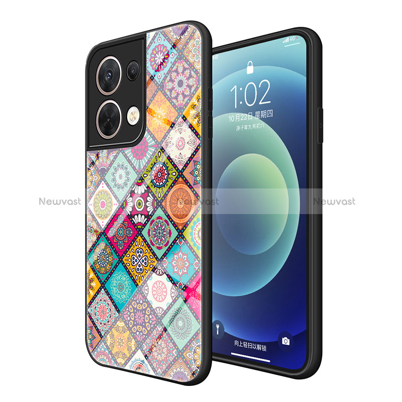 Silicone Frame Fashionable Pattern Mirror Case Cover LS2 for Oppo Reno8 5G