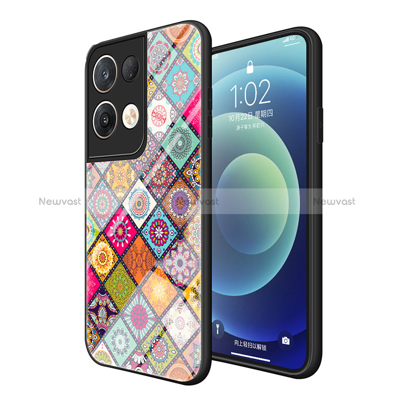 Silicone Frame Fashionable Pattern Mirror Case Cover LS2 for Oppo Reno8 Pro+ Plus 5G
