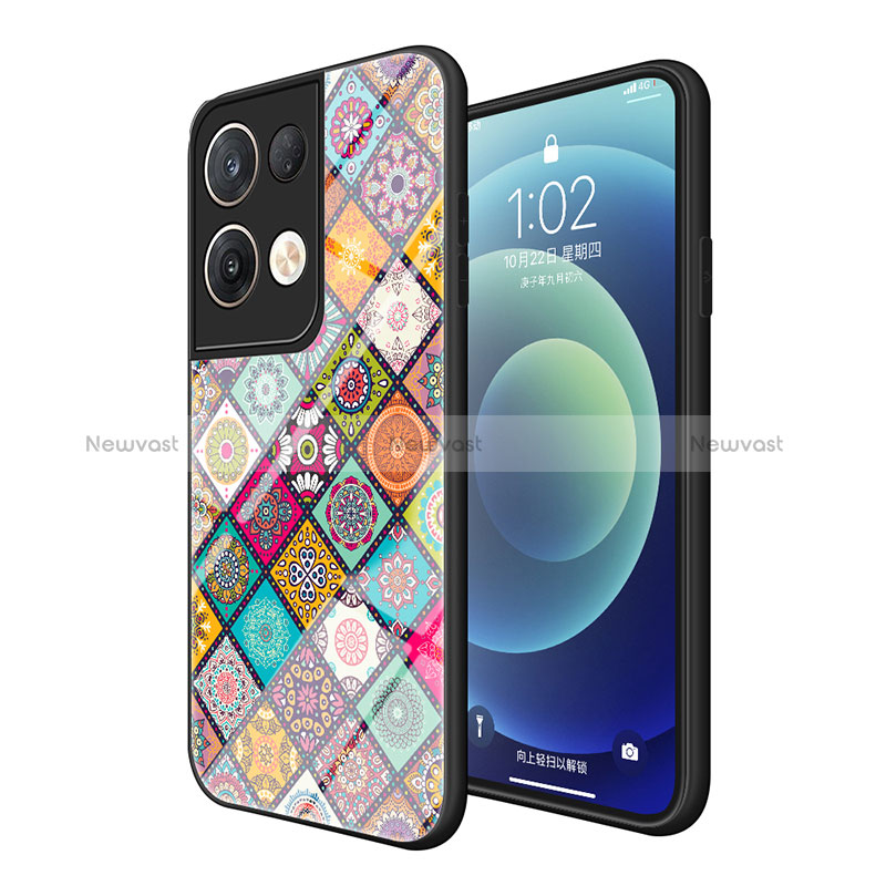 Silicone Frame Fashionable Pattern Mirror Case Cover LS2 for Oppo Reno8 Pro+ Plus 5G