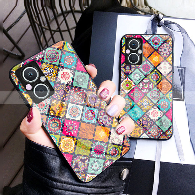Silicone Frame Fashionable Pattern Mirror Case Cover LS2 for Oppo Reno8 Z 5G