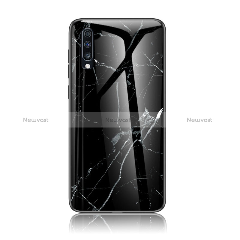Silicone Frame Fashionable Pattern Mirror Case Cover LS2 for Samsung Galaxy A70 Black
