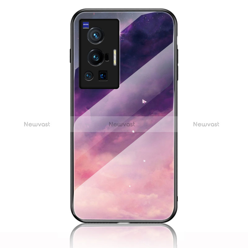 Silicone Frame Fashionable Pattern Mirror Case Cover LS2 for Vivo X70 Pro 5G Purple