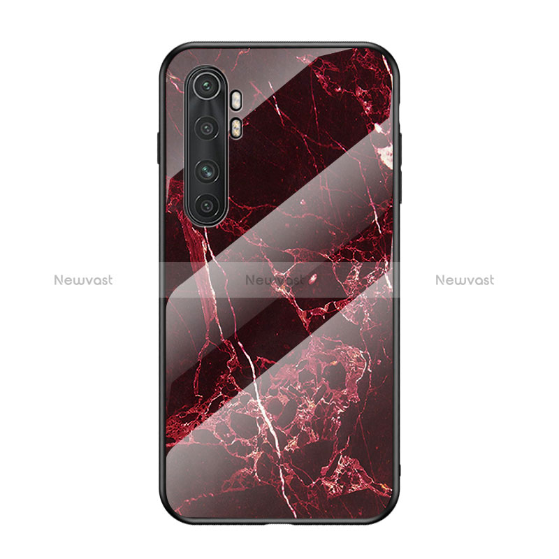 Silicone Frame Fashionable Pattern Mirror Case Cover LS2 for Xiaomi Mi Note 10 Lite Red