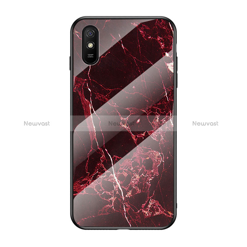 Silicone Frame Fashionable Pattern Mirror Case Cover LS2 for Xiaomi Redmi 9AT Red