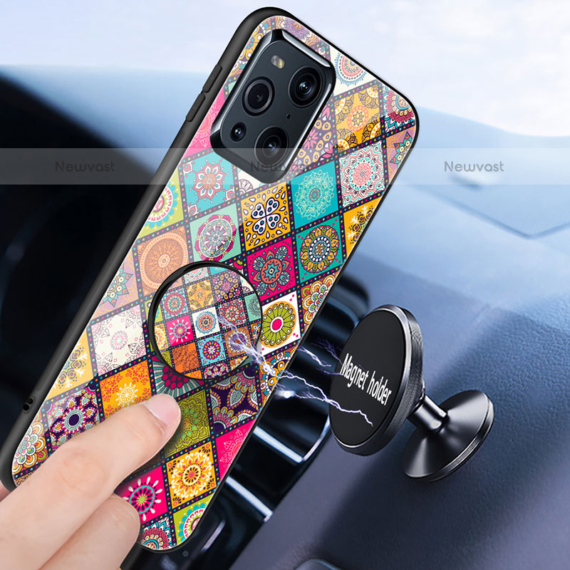 Silicone Frame Fashionable Pattern Mirror Case Cover LS3 for Oppo Find X3 Pro 5G