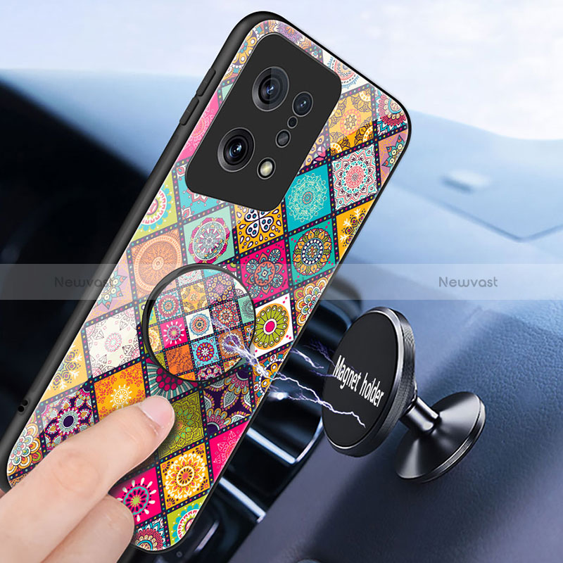Silicone Frame Fashionable Pattern Mirror Case Cover LS3 for Oppo Find X5 5G