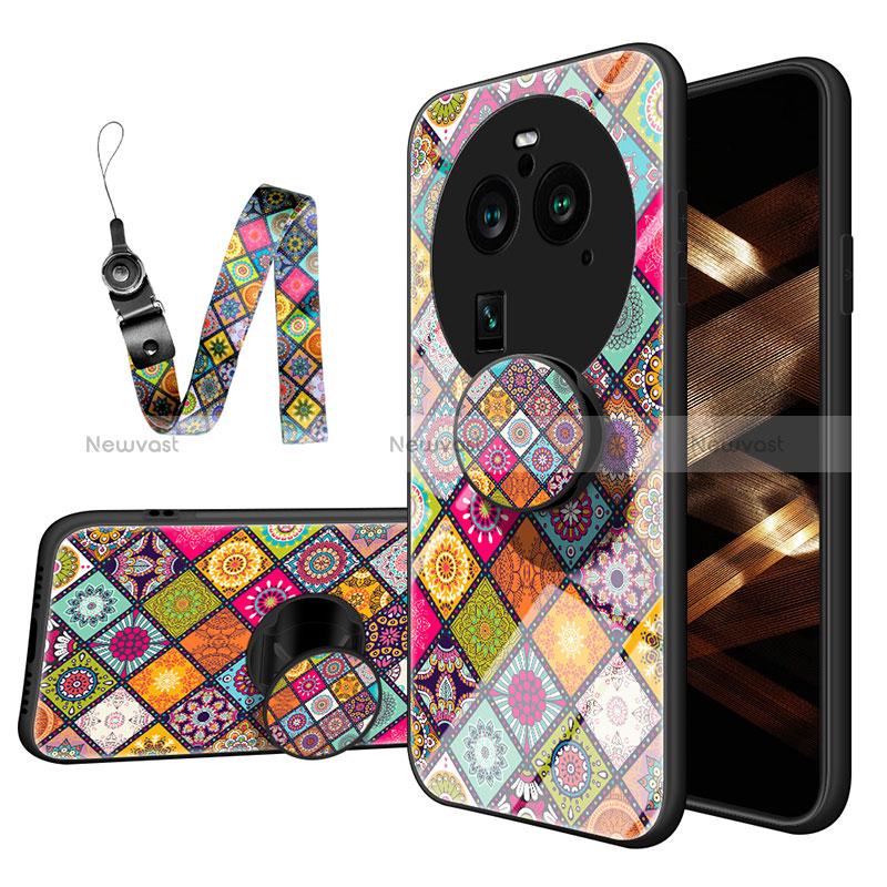 Silicone Frame Fashionable Pattern Mirror Case Cover LS3 for Oppo Find X6 Pro 5G Mixed