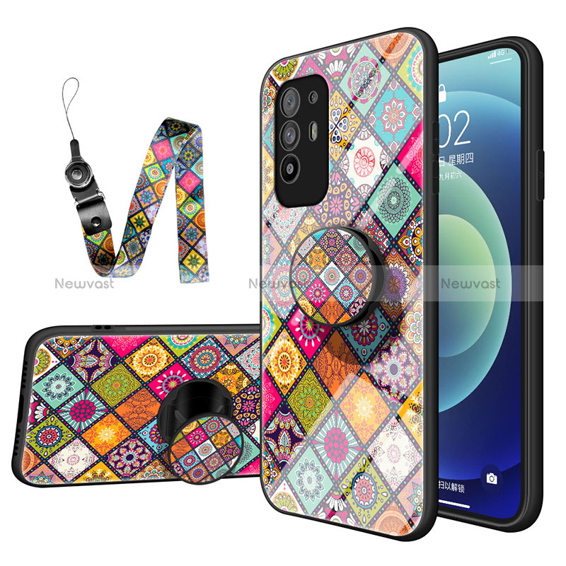 Silicone Frame Fashionable Pattern Mirror Case Cover LS3 for Oppo Reno5 Z 5G