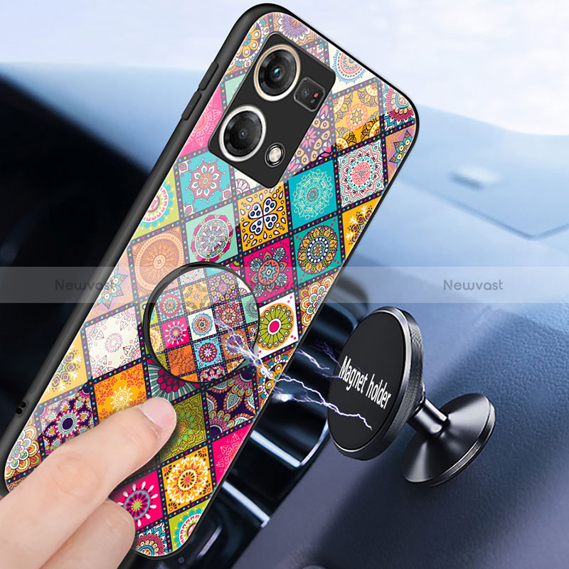 Silicone Frame Fashionable Pattern Mirror Case Cover LS3 for Oppo Reno7 4G