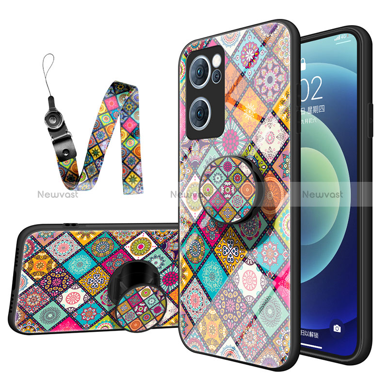 Silicone Frame Fashionable Pattern Mirror Case Cover LS3 for Oppo Reno7 5G