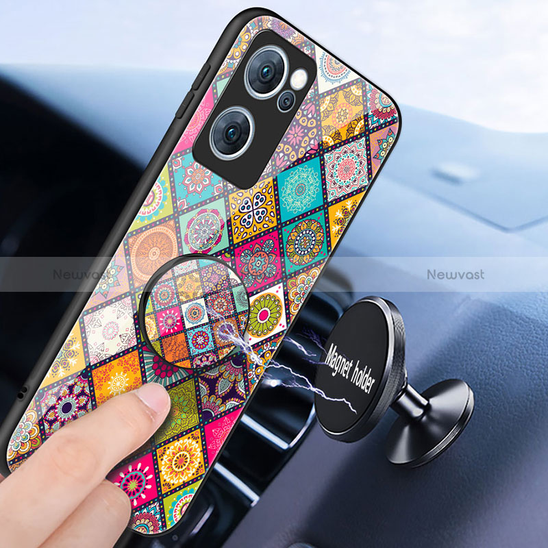 Silicone Frame Fashionable Pattern Mirror Case Cover LS3 for Oppo Reno7 5G