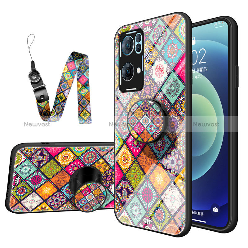 Silicone Frame Fashionable Pattern Mirror Case Cover LS3 for Oppo Reno7 Pro 5G