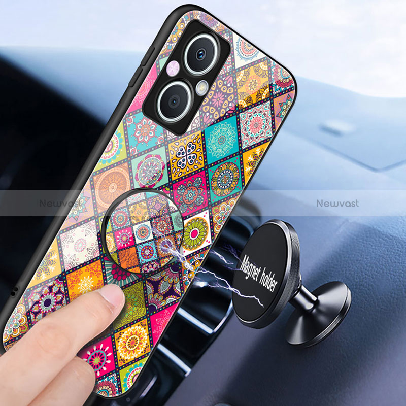 Silicone Frame Fashionable Pattern Mirror Case Cover LS3 for Oppo Reno7 Z 5G
