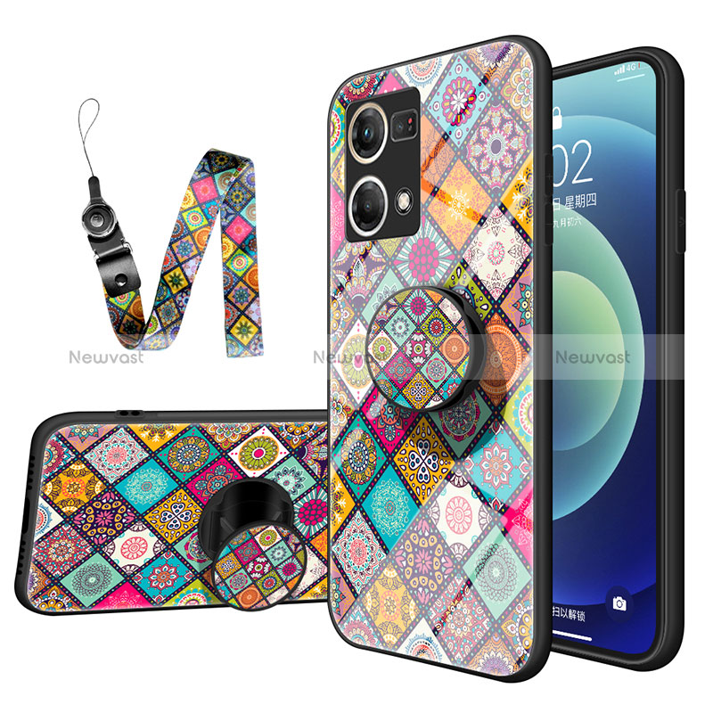 Silicone Frame Fashionable Pattern Mirror Case Cover LS3 for Oppo Reno8 4G