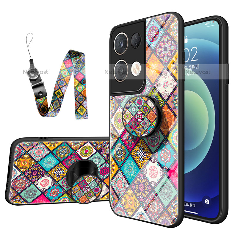 Silicone Frame Fashionable Pattern Mirror Case Cover LS3 for Oppo Reno9 Pro+ Plus 5G