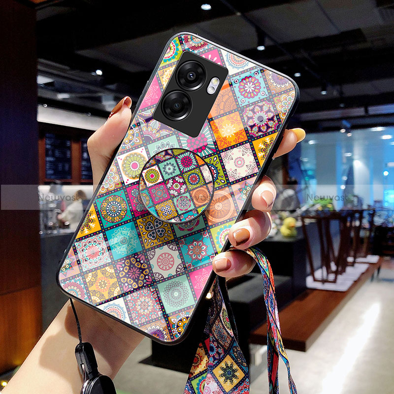 Silicone Frame Fashionable Pattern Mirror Case Cover LS3 for Realme V23 5G