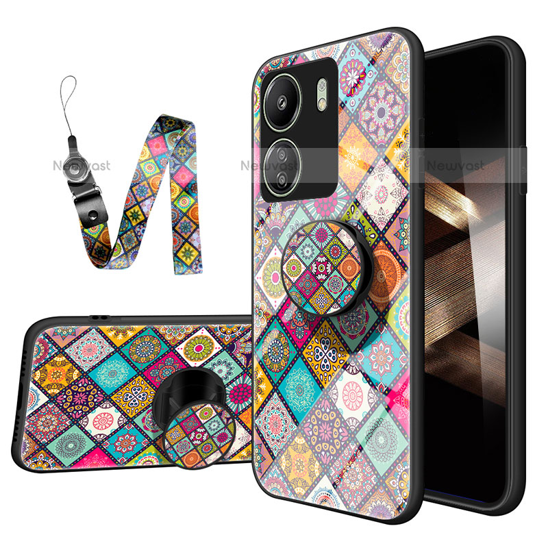 Silicone Frame Fashionable Pattern Mirror Case Cover LS3 for Xiaomi Redmi 13C Colorful