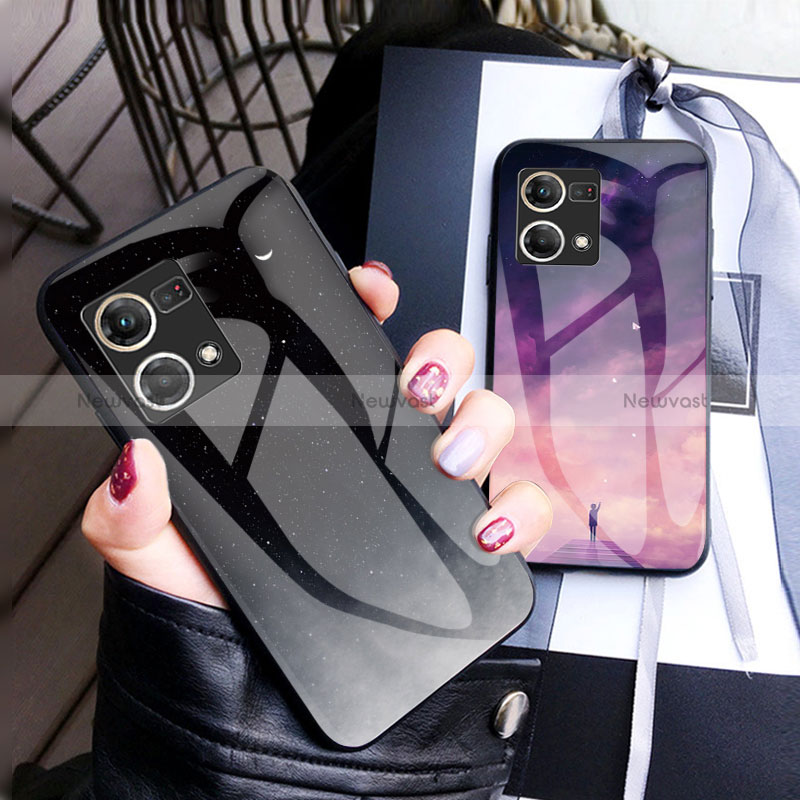 Silicone Frame Fashionable Pattern Mirror Case Cover LS4 for Oppo Reno7 4G