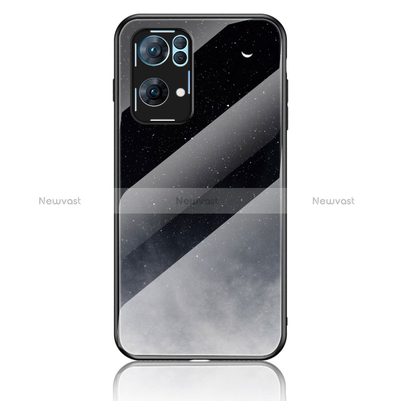 Silicone Frame Fashionable Pattern Mirror Case Cover LS4 for Oppo Reno7 Pro 5G Gray