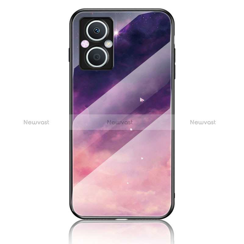 Silicone Frame Fashionable Pattern Mirror Case Cover LS4 for Oppo Reno8 Z 5G Purple