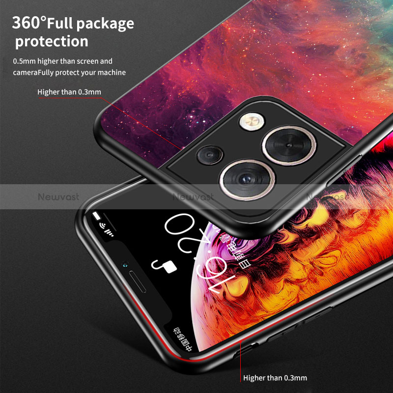 Silicone Frame Fashionable Pattern Mirror Case Cover LS4 for Oppo Reno9 5G