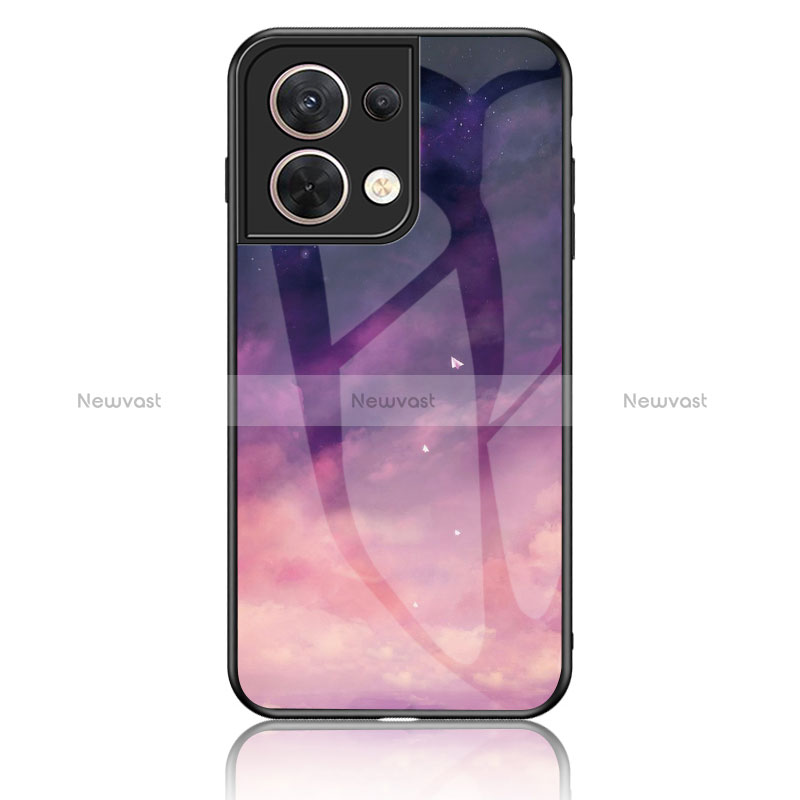 Silicone Frame Fashionable Pattern Mirror Case Cover LS4 for Oppo Reno9 Pro 5G Purple