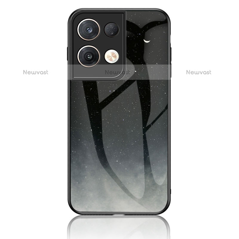 Silicone Frame Fashionable Pattern Mirror Case Cover LS4 for Oppo Reno9 Pro+ Plus 5G Gray
