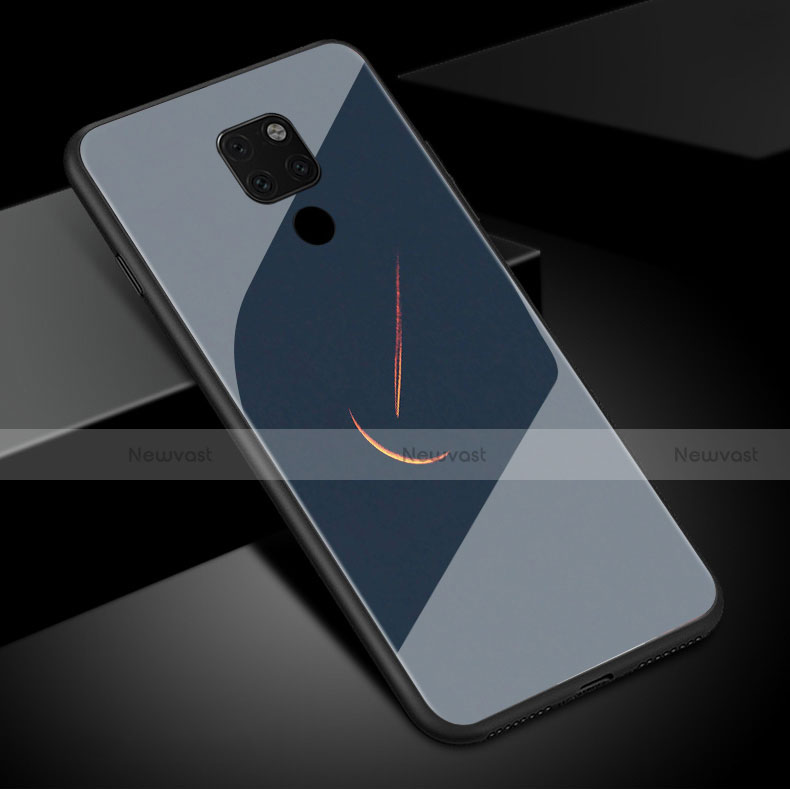 Silicone Frame Fashionable Pattern Mirror Case Cover S01 for Huawei Mate 20 Dark Gray