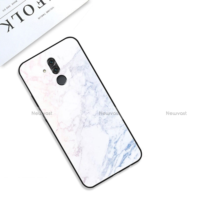 Silicone Frame Fashionable Pattern Mirror Case Cover S01 for Huawei Mate 20 Lite White