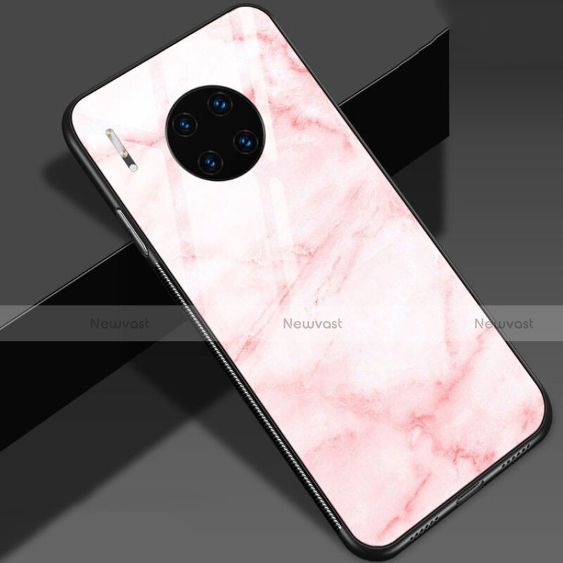 Silicone Frame Fashionable Pattern Mirror Case Cover S01 for Huawei Mate 30E Pro 5G Pink