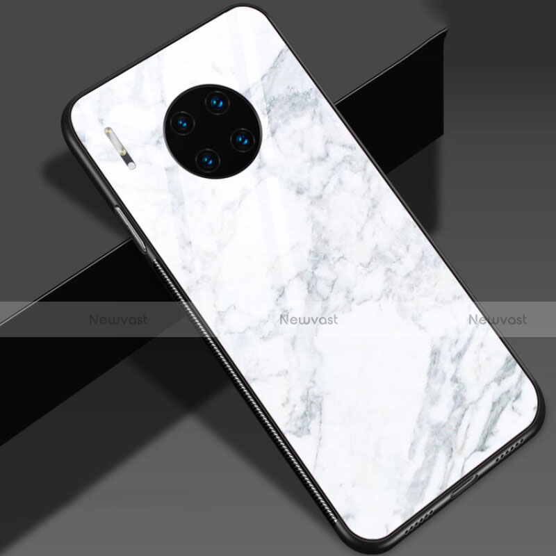 Silicone Frame Fashionable Pattern Mirror Case Cover S01 for Huawei Mate 30E Pro 5G White