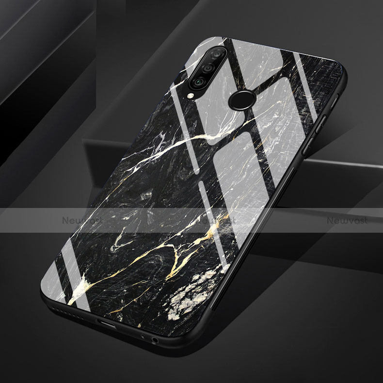 Silicone Frame Fashionable Pattern Mirror Case Cover S01 for Huawei P30 Lite Dark Gray