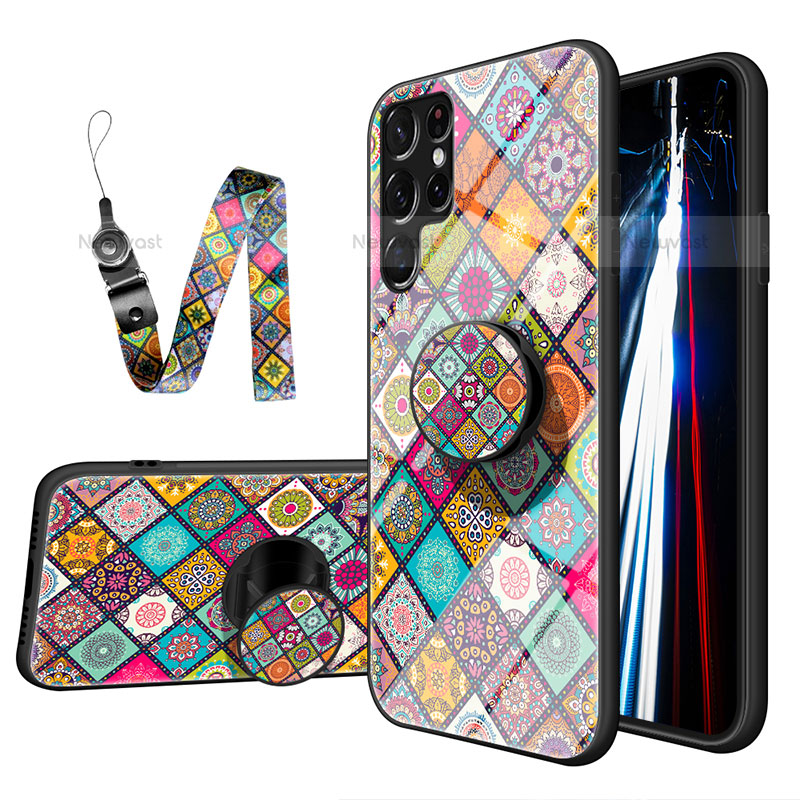 Silicone Frame Fashionable Pattern Mirror Case Cover S01 for Samsung Galaxy S21 Ultra 5G Mixed