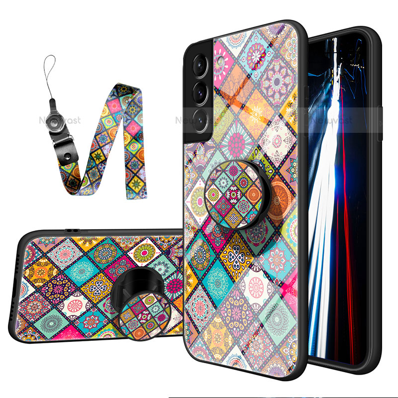 Silicone Frame Fashionable Pattern Mirror Case Cover S01 for Samsung Galaxy S23 5G Mixed