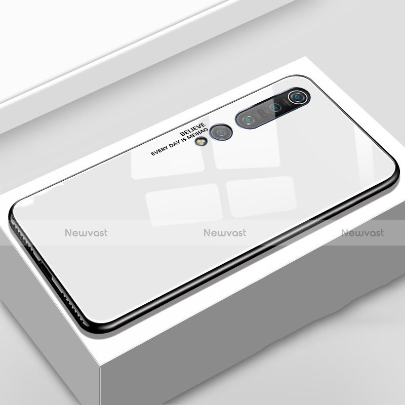 Silicone Frame Fashionable Pattern Mirror Case Cover S01 for Xiaomi Mi 10 Pro White
