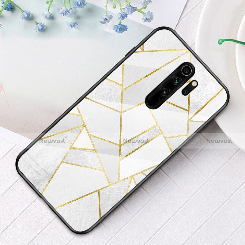 Silicone Frame Fashionable Pattern Mirror Case Cover S01 for Xiaomi Redmi Note 8 Pro White