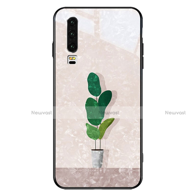 Silicone Frame Fashionable Pattern Mirror Case Cover S04 for Huawei P30 White